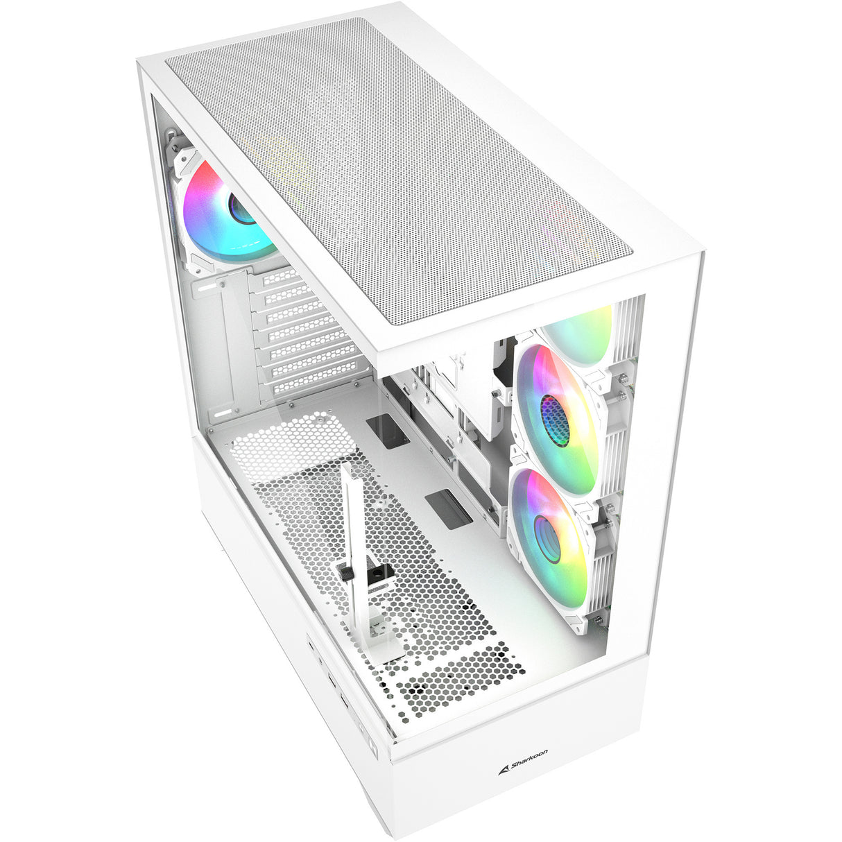 Sharkoon ak6 rgb midi tårnhus (hvid | 2x usb-a | 1x usb-c | rgb | hærdet glas)