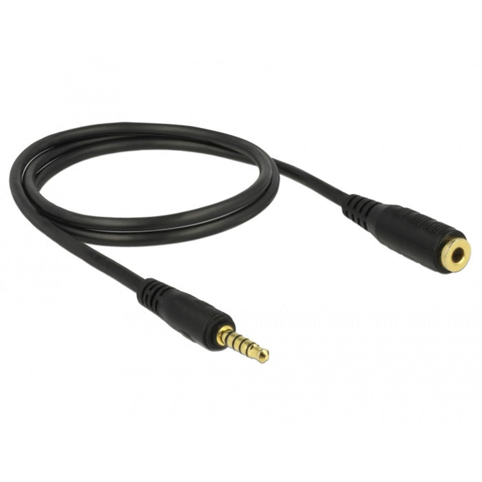Delock stereostik 3,5 mm 5-benet (han) > 3,5 mm 5-benet (hun) kabel (sort, 1 meter)