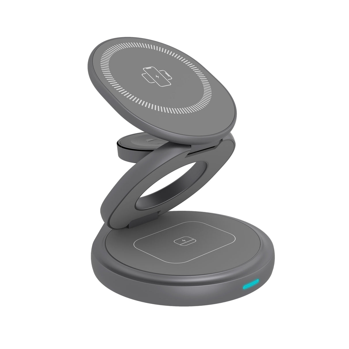 Icy box 3-i-1 foldbar trådløs opladningsplade (antracit, ib-sh101-ch)