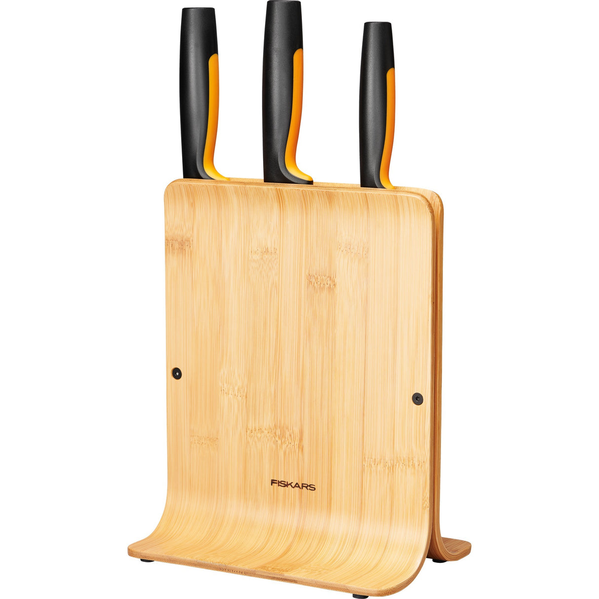 Fiskars bambusknivblok i funktionel form med 3 knive (flerfarvet, japansk rustfrit stål | håndtag med blødt greb)