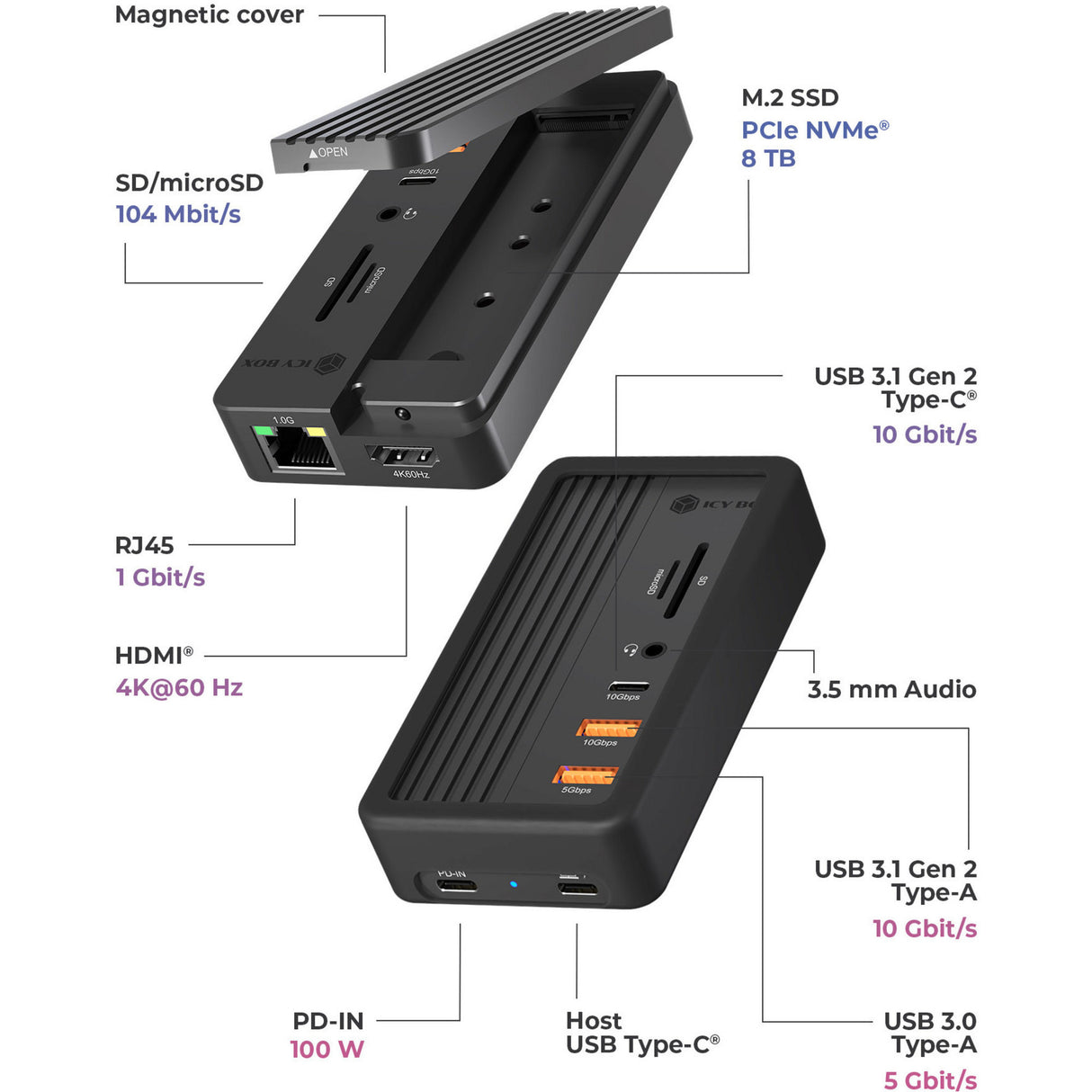 Icy box ib-dk4072m-cu31 dockingstation