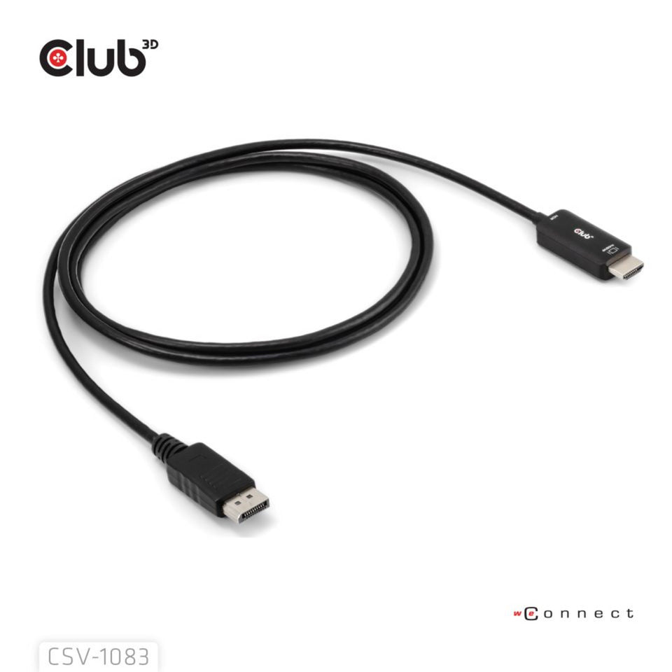 Club 3D DisplayPort 1.4 til HDMI 4K60Hz kabeladapter (sort, HDR M M 2m)