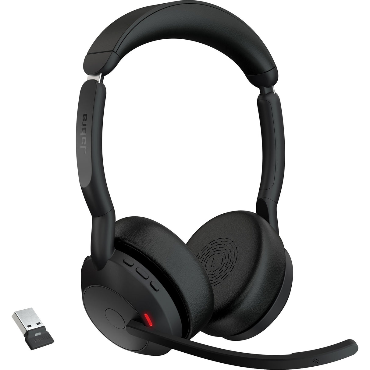 Jabra evolve2 55, inkl. opladerstand on-ear headset (sort, stereo, uc, usb-a, link380a)