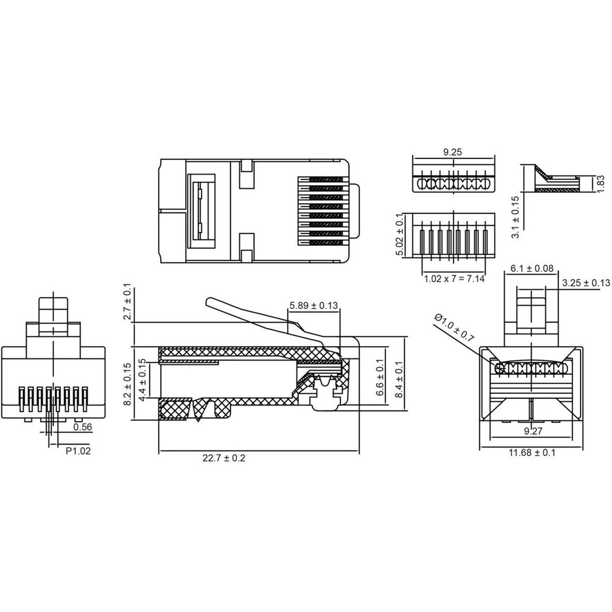 Goobay rj45 stik, cat 5e stp stik (grå, 10 stk.)