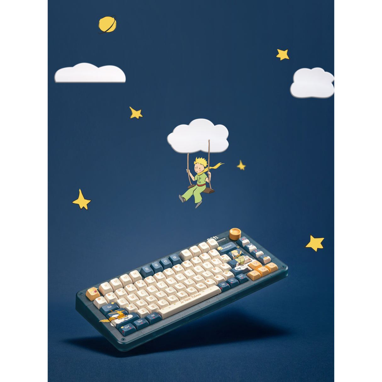 Iqunix zx75 sky støder på trådløst mekanisk tastatur (blåt, us-layout (qwerty), iqunix silent rose, 75%, rgb-lysdioder, hot-swappable, double-shot pbt, 2,4ghz | bluetooth 5.1 | usb-c)