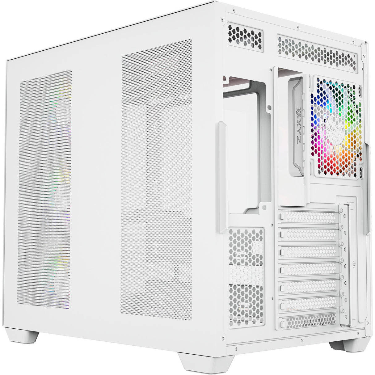 Xyz pc gear tesseract x midi tårnhus (hvid | 2x USB-A | 1x USB-C | hærdet glas)