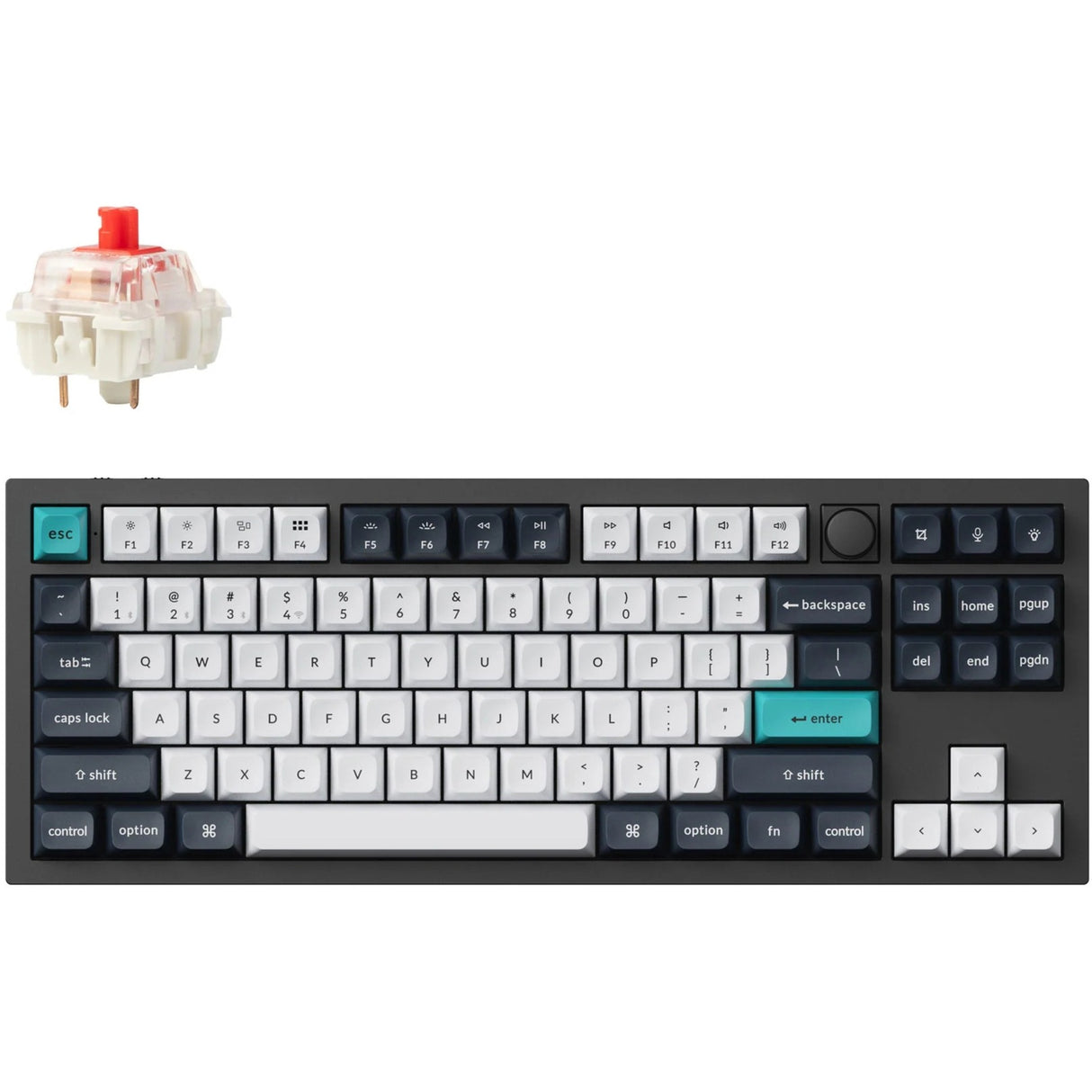 Keychron Q3 Max-M1 RGB mekanisk tastatur (sort, amerikansk layout (QWERTY), Gateron Jupiter Red, 80% (TKL), RGB LED'er, KSA double-shot PBT, hot swap, knap, 2,4GHz | Bluetooth 5.1 | USB-C)
