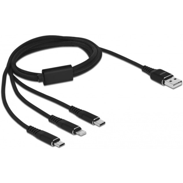 Delock USB-opladningskabel 3 i 1 til lyn, micro-USB, USB-C-kabel (sort, 1 meter)