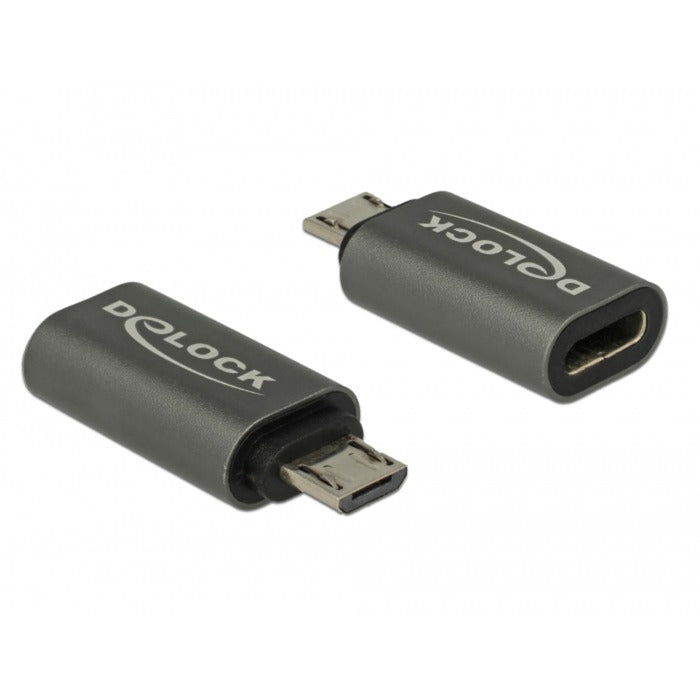 Delock-adapter USB 2.0 micro-B han til USB type C 2.0 hun (antracit)