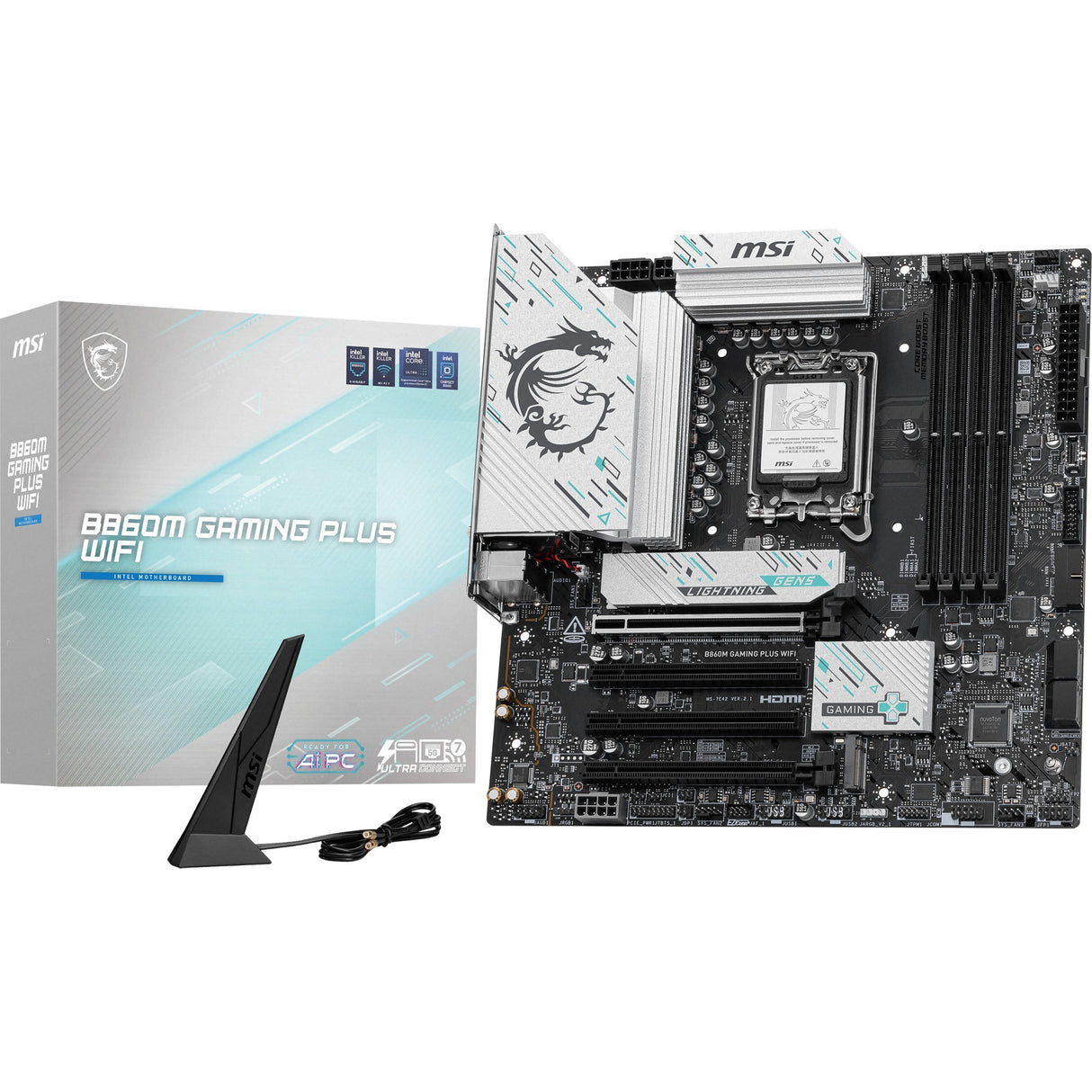 MSI B860M Gaming Plus WiFi Socket 1851 bundkort (RAID, 5GB-LAN, WiFi 7, BT, lyd, µATX)
