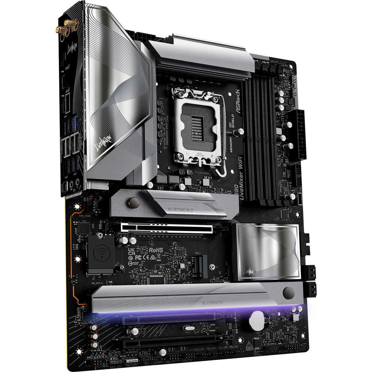 Asrock Z890 Live Mixer WiFi Socket 1851 bundkort (sort, RAID, 2,5 GB-LAN, Wi-Fi 7, BT, lyd, ATX)