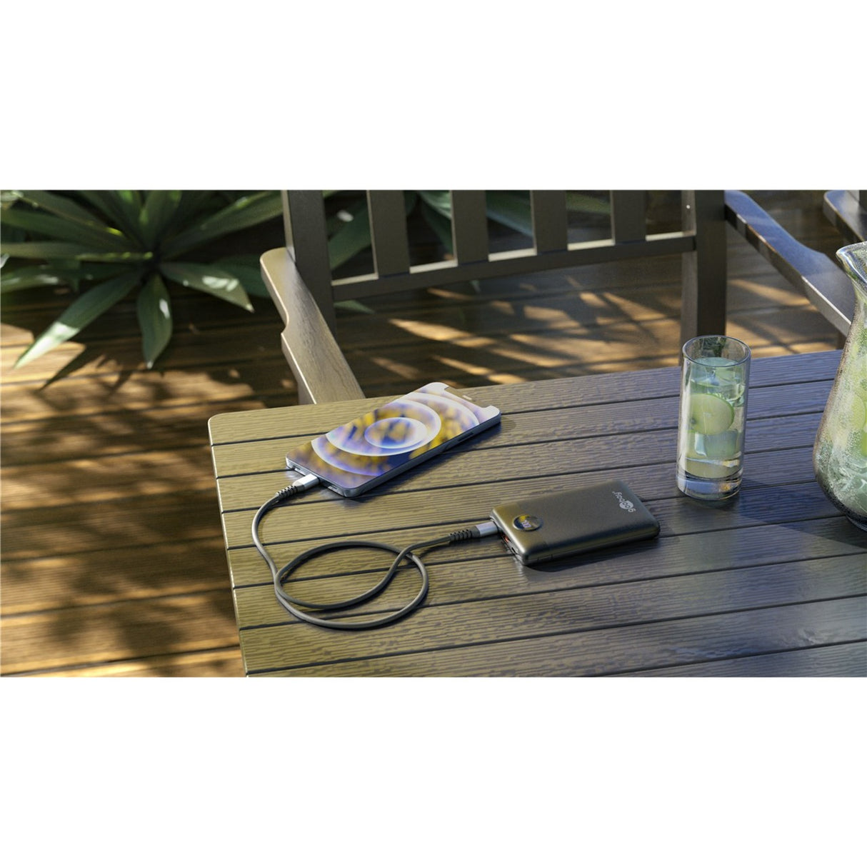 Goobay powerbank kompakt 10.000 mah (sort, 10 ah, 1x USB-A, 1x USB-C, strømforsyning, hurtig opladning)