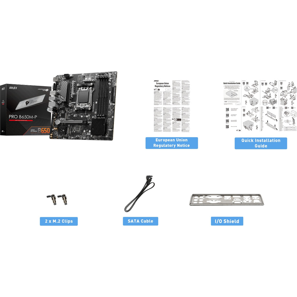 MSI Pro B650M-P Socket AM5 bundkort (sort, RAID, 2,5 GB-LAN, lyd, µATX)