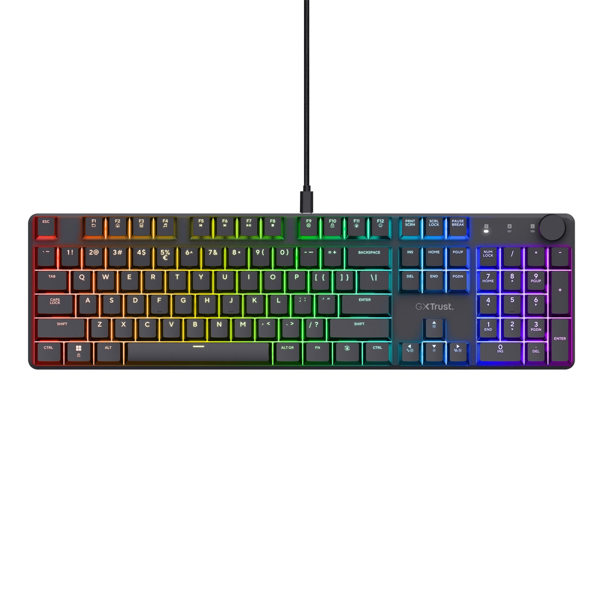 Trust GXT 866 Torix mekanisk gaming-tastatur (sort, amerikansk layout (QWERTY), Huano Red, 100 %, RGB)