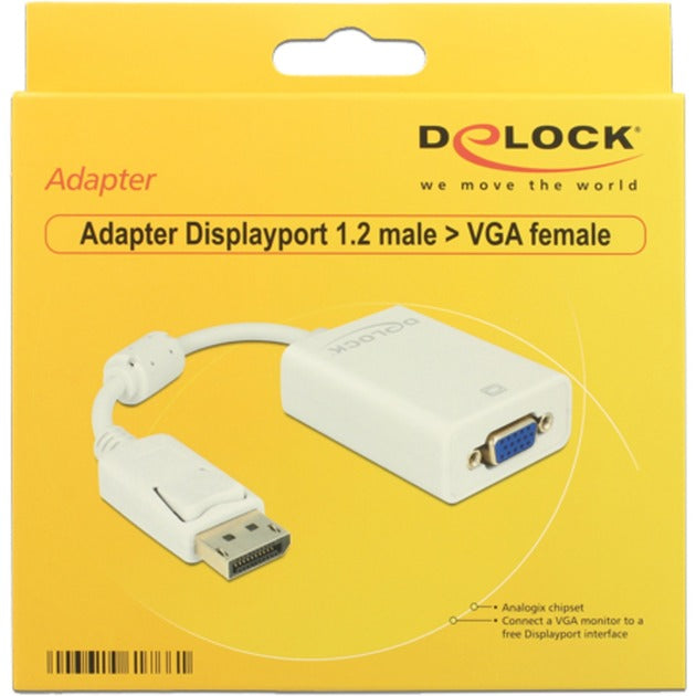 Delock displayport 1.2 > VGA-adapter (hvid, 0,22 meter)