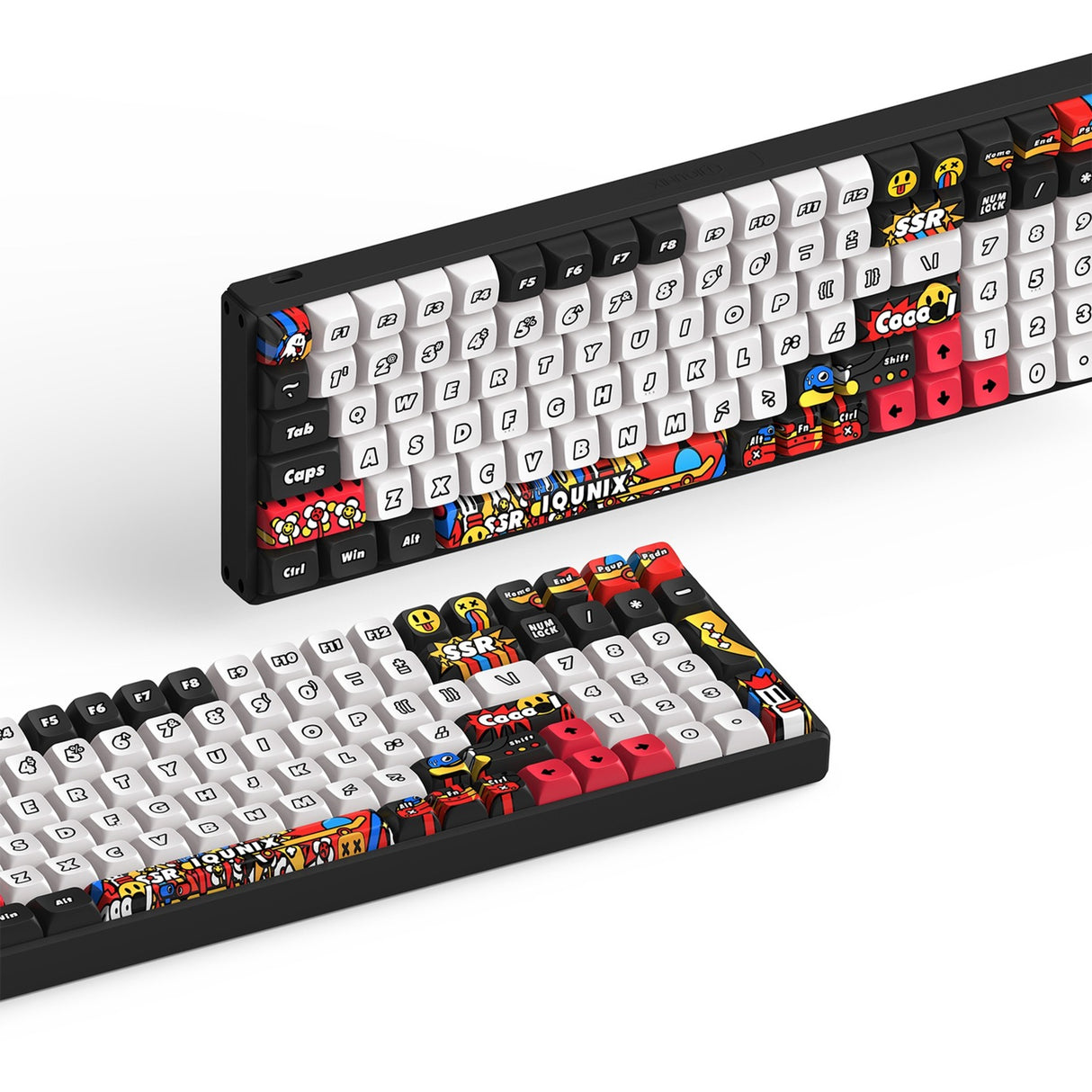 Iqunix f97 graffiti-dagbog trådløst mekanisk tastatur (sort, us-layout (qwerty), cherry mx brown, 96%, rgb-lysdioder, hot-swappable, pbt, 2.4ghz | bluetooth 5.1 | usb-c)