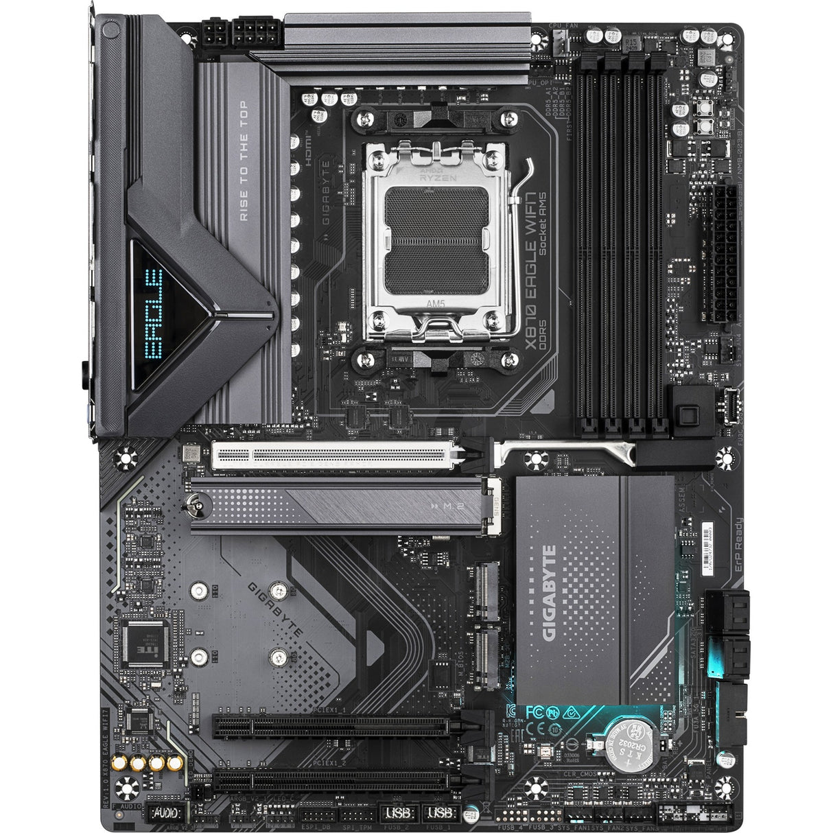 Gigabyte x870 eagle wifi7 socket am5 bundkort (sort grå, raid, 2,5 gb-lan, wi-fi 7, bt, lyd, atx)