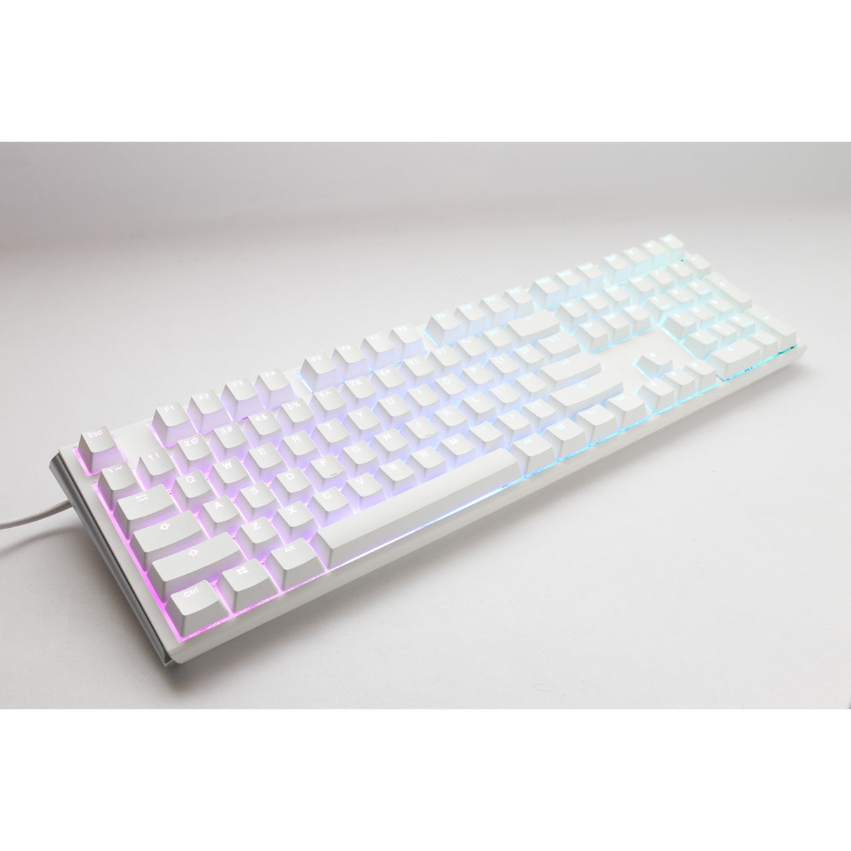 Ducky one 3 classic pure white, tastatur (hvid, us-layout, cherry mx blue, rgb led, double-shot pbt, hot-swappable, quack mekanik)