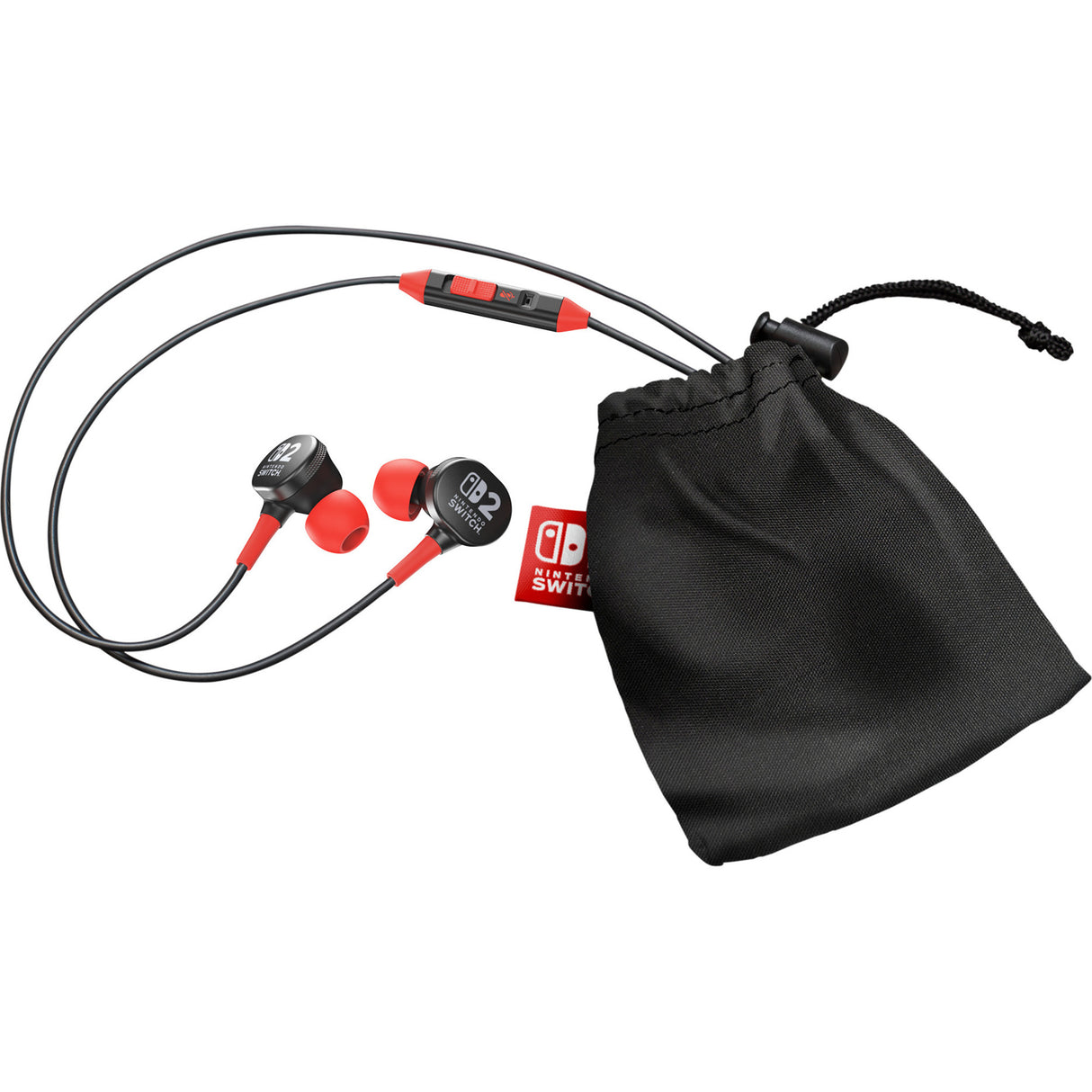 Powera-øretelefoner med ledning til Nintendo Switch 2 in-ear (sort rød, Nintendo Switch 2, Nintendo Switch, Nintendo Switch - OLED-model, Nintendo Switch Lite)