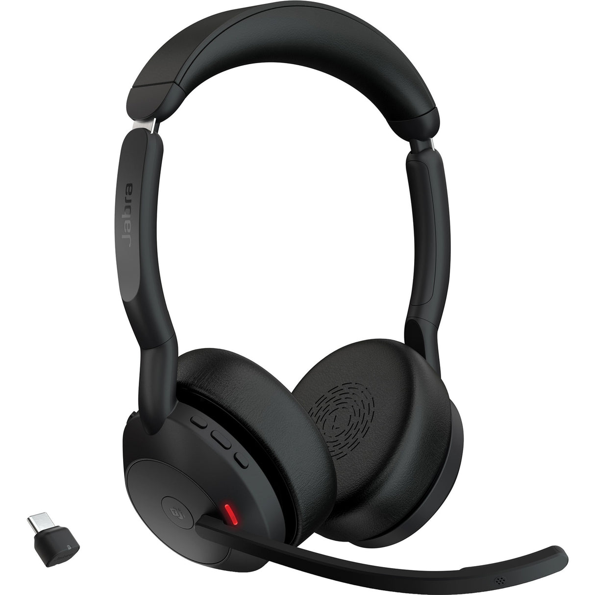 Jabra evolve2 55, inkl. ladestander on-ear headset (sort, stereo, uc, usb-c, link380c)