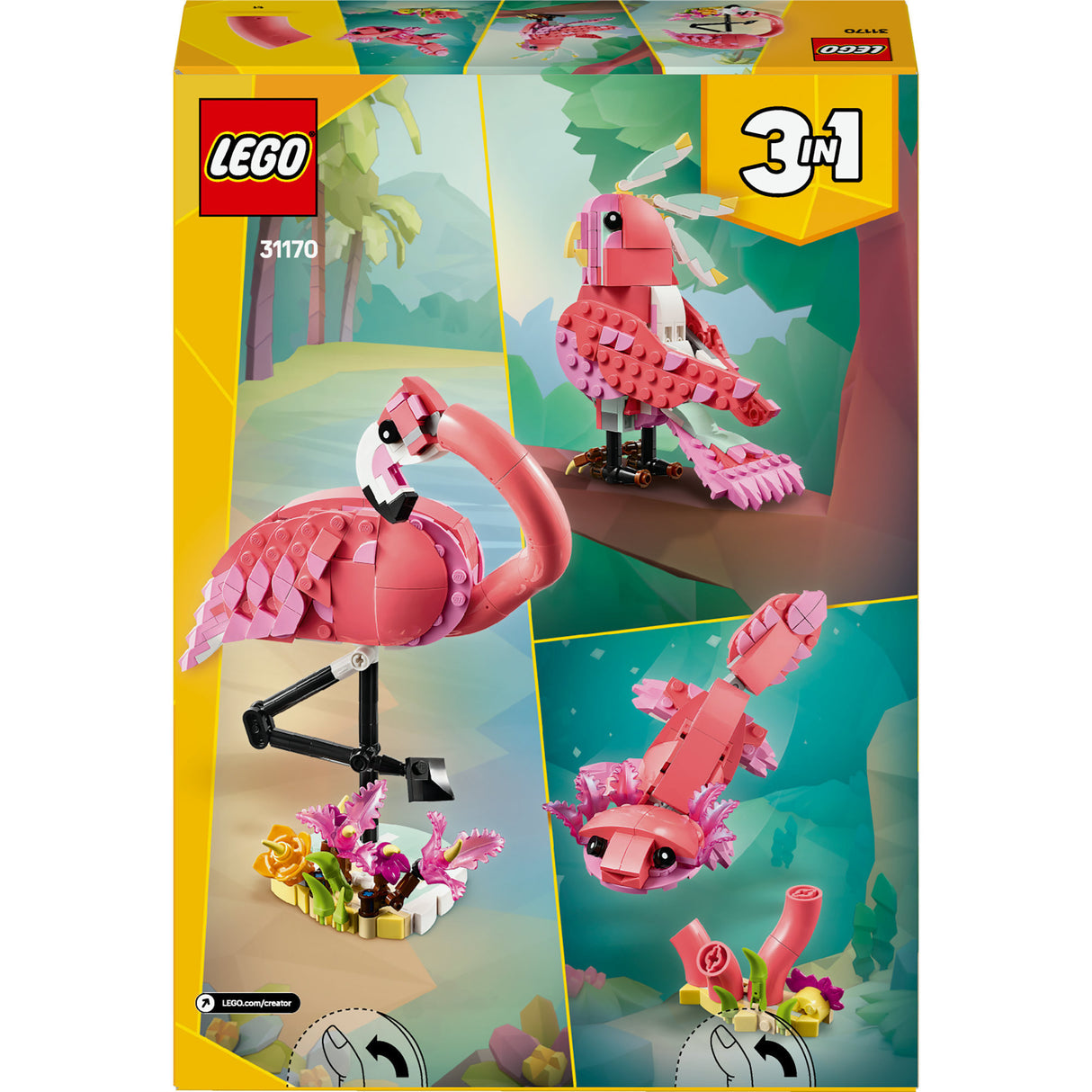 Lego ® creator 3i1 vilde dyr: pink flamingo sæt - 31170