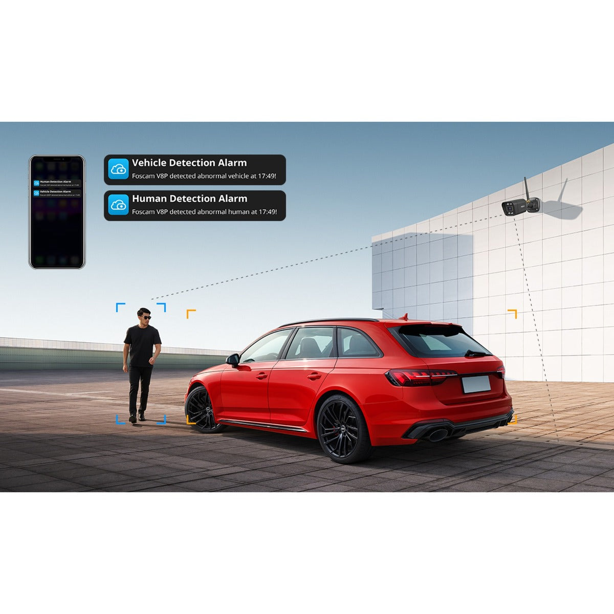 Foscam v8p, 4k 8mp dual-band wifi sikkerhedskamera (sort, med lyd- og lysalarm)