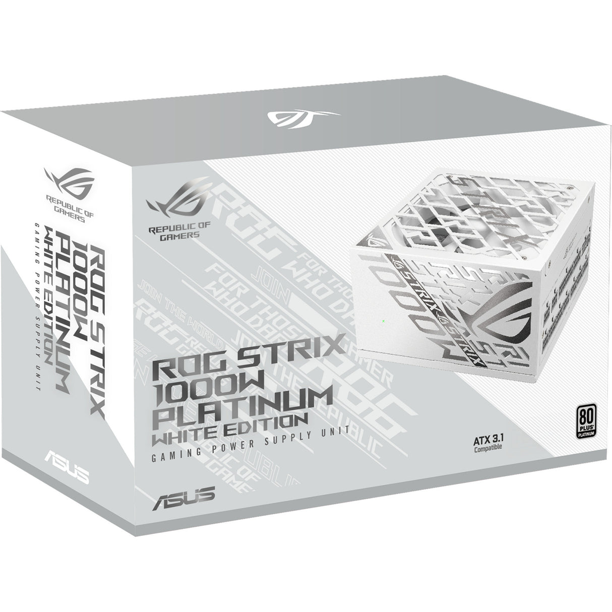 Asus rog strix platinum white edition modulær 1000 watt strømforsyning (hvid, 1x 12v-2x6, 4x pcie)