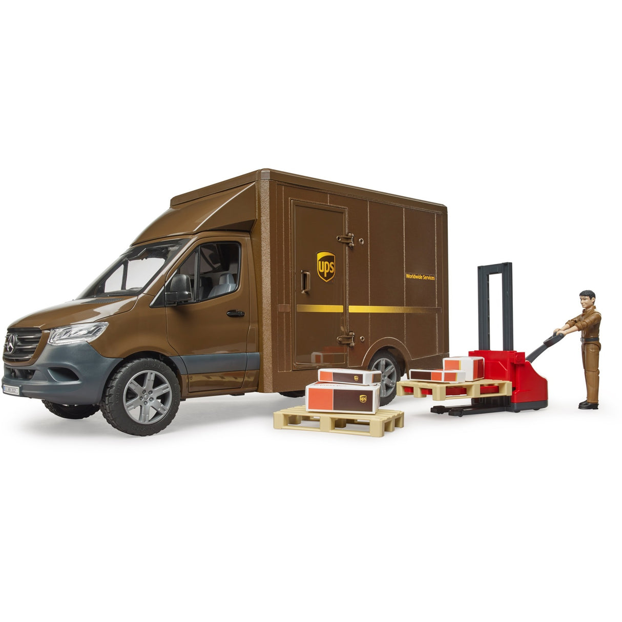 Bruder MB Sprinter UPS med fører og tilbehør modelkøretøj (02678)