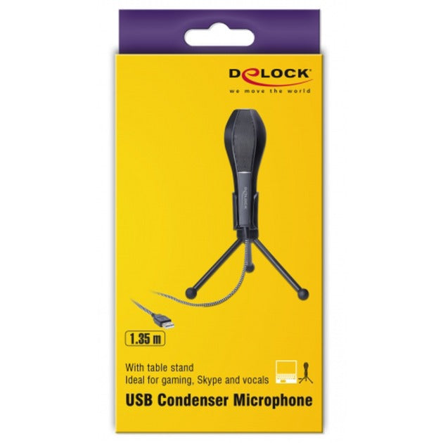 Delock USB kondensatormikrofon (sort, med bordstativ)