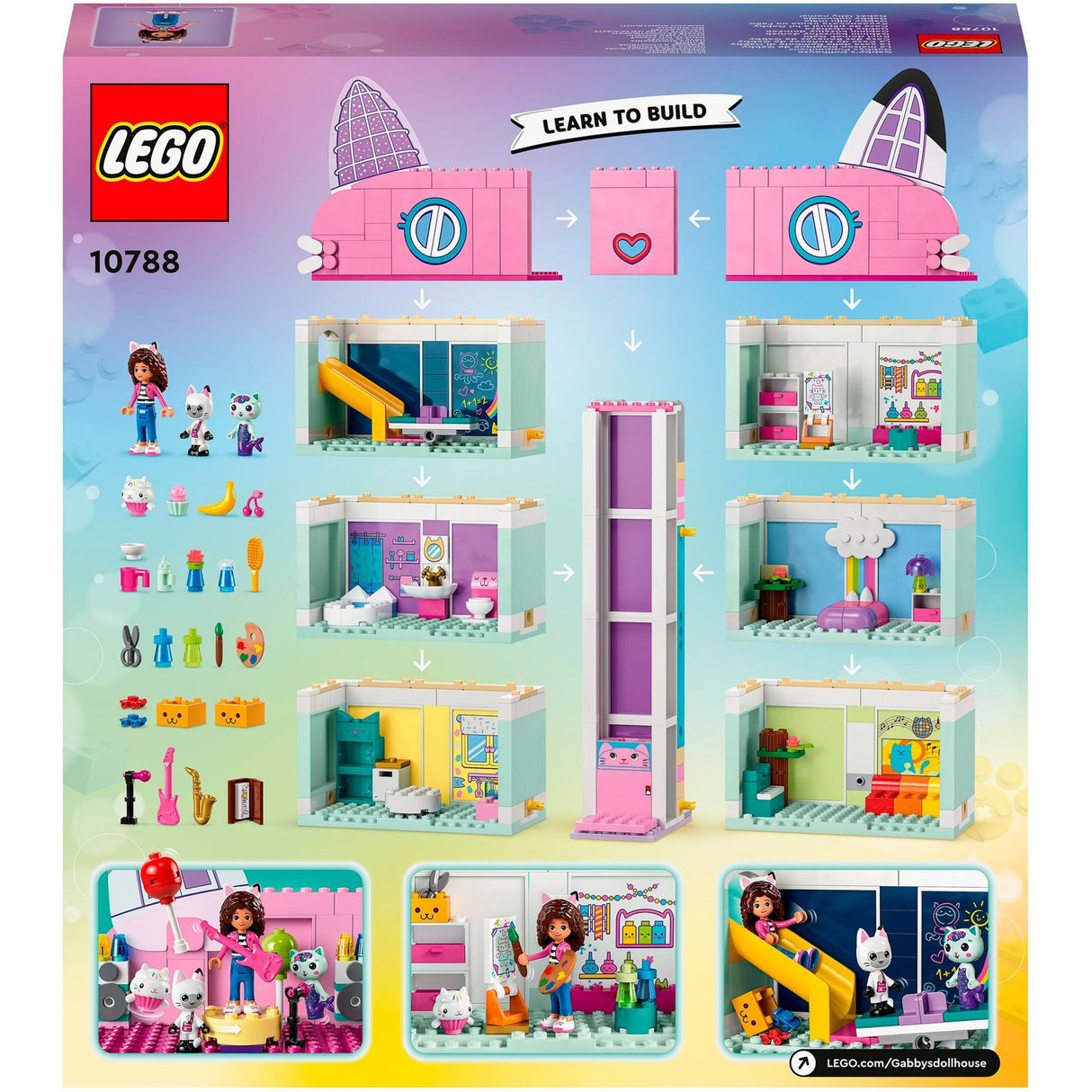 Lego gabbys dukkehus gabbys dukkehuslegetøj legetøj med 4 minifigurer og tilbehør til børn 4+ - 10788