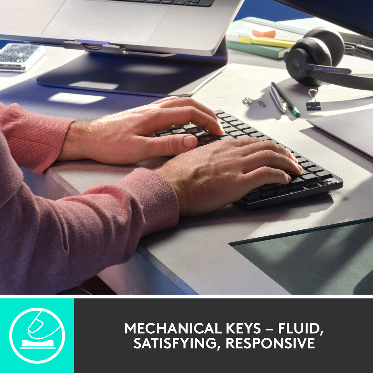 Logitech MX mekanisk mini-tastatur (sort, amerikansk-internationalt layout (QWERTY), GL taktil, 80 % (TKL), Bluetooth)