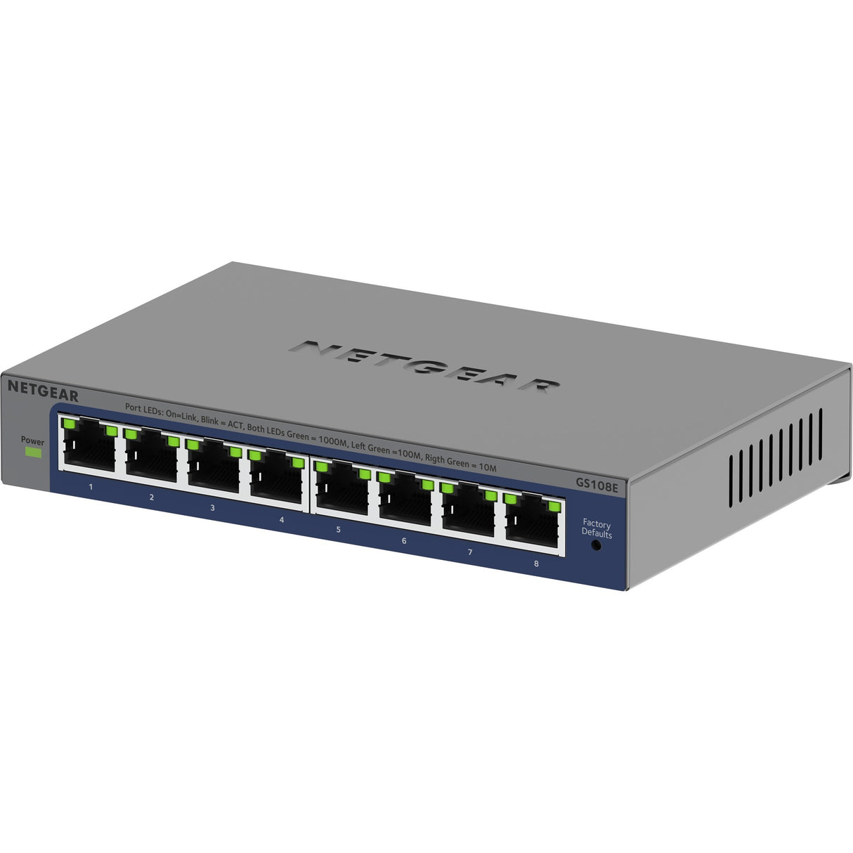 Netgear 8-ports gigabit plus-switch (gs108e-400eus) (grå, ikke-administreret)