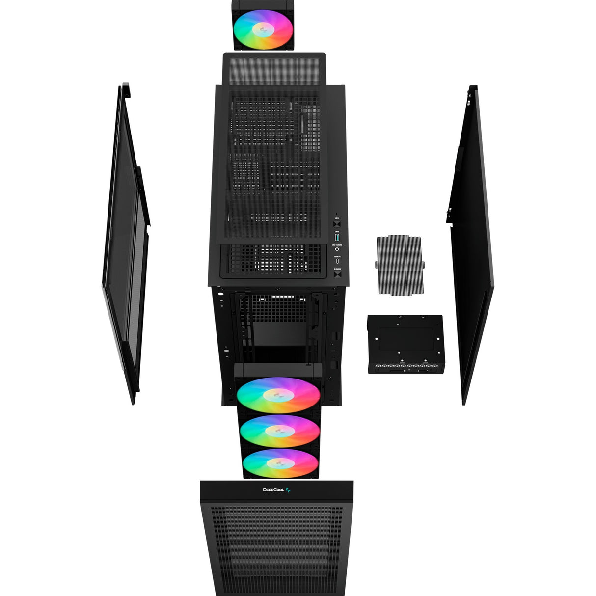 Deepcool CH560 MIDI Tower-hus (sort | 1x USB-A | 1x USB-C | RGB | vindue)