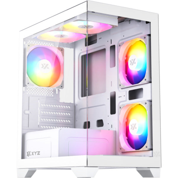 Xyz pc gear titanium view lite midi tårnhus (hvid | 2x USB-A | hærdet glas)