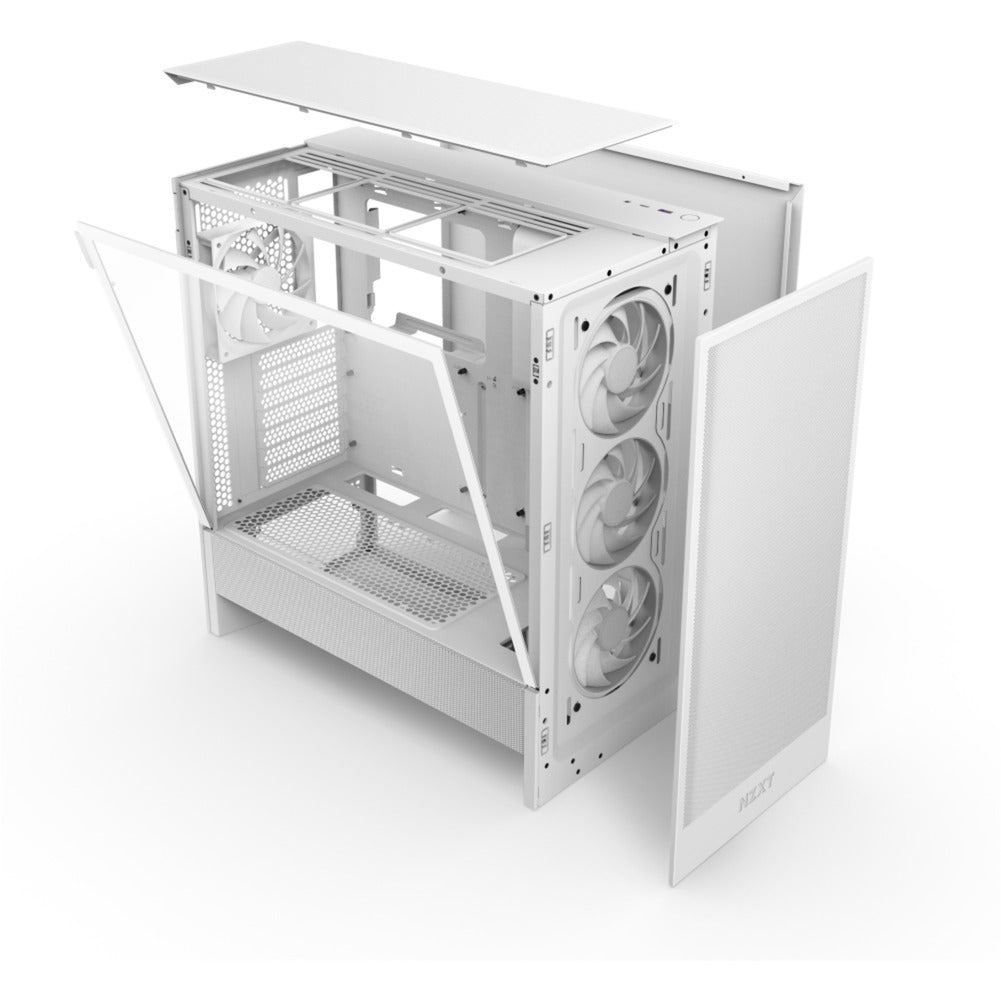Nzxt h5 flow rgb v2 midi tårnhus (hvid | 1x usb-a | 1x usb-c | rgb | hærdet glas)