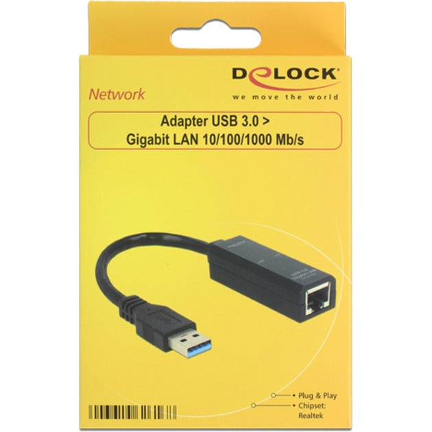 Delock-adapter USB 3.0 > gigabit LAN (sort, 62616)