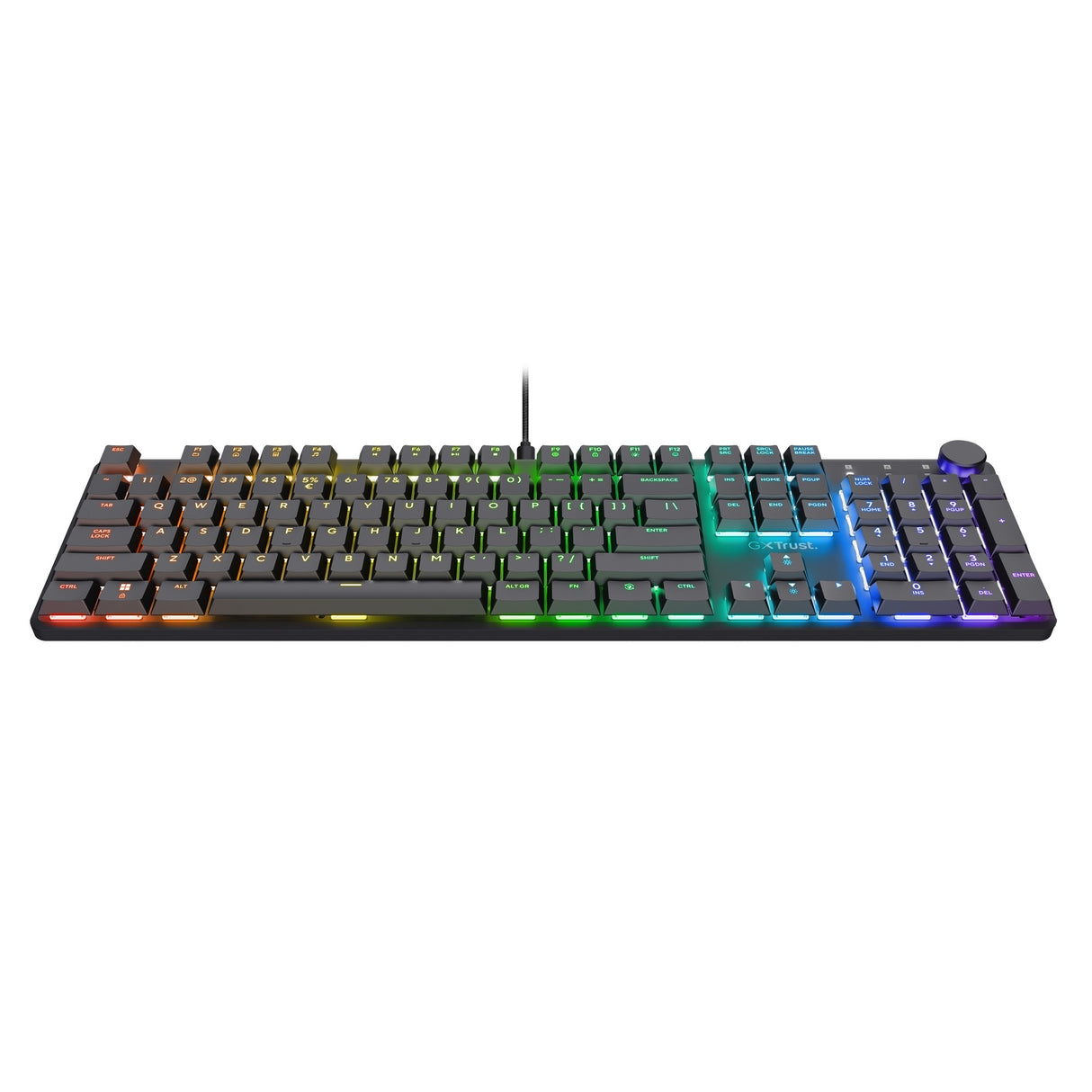 Trust GXT 866 Torix mekanisk gaming-tastatur (sort, amerikansk layout (QWERTY), Huano Red, 100 %, RGB)