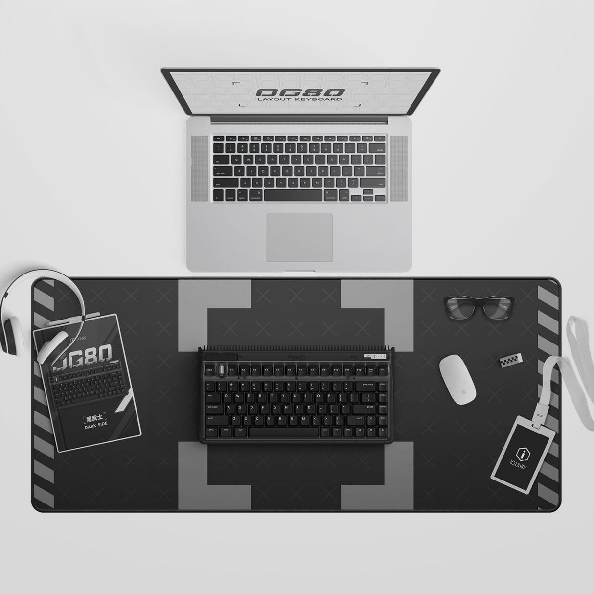 Iqunix og80 mørk side trådløst mekanisk tastatur (sort, us layout (qwerty), gateron brun, 80% (tkl), rgb lysdioder, hot-swappable, pbt, 2.4ghz | bluetooth 5.1 | usb-c)