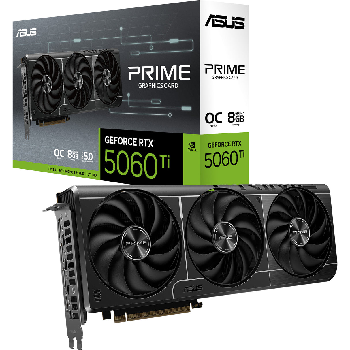 Asus Prime GeForce RTX 5060 Ti OC 8G grafikkort (3x Display Port, 1x HDMI)