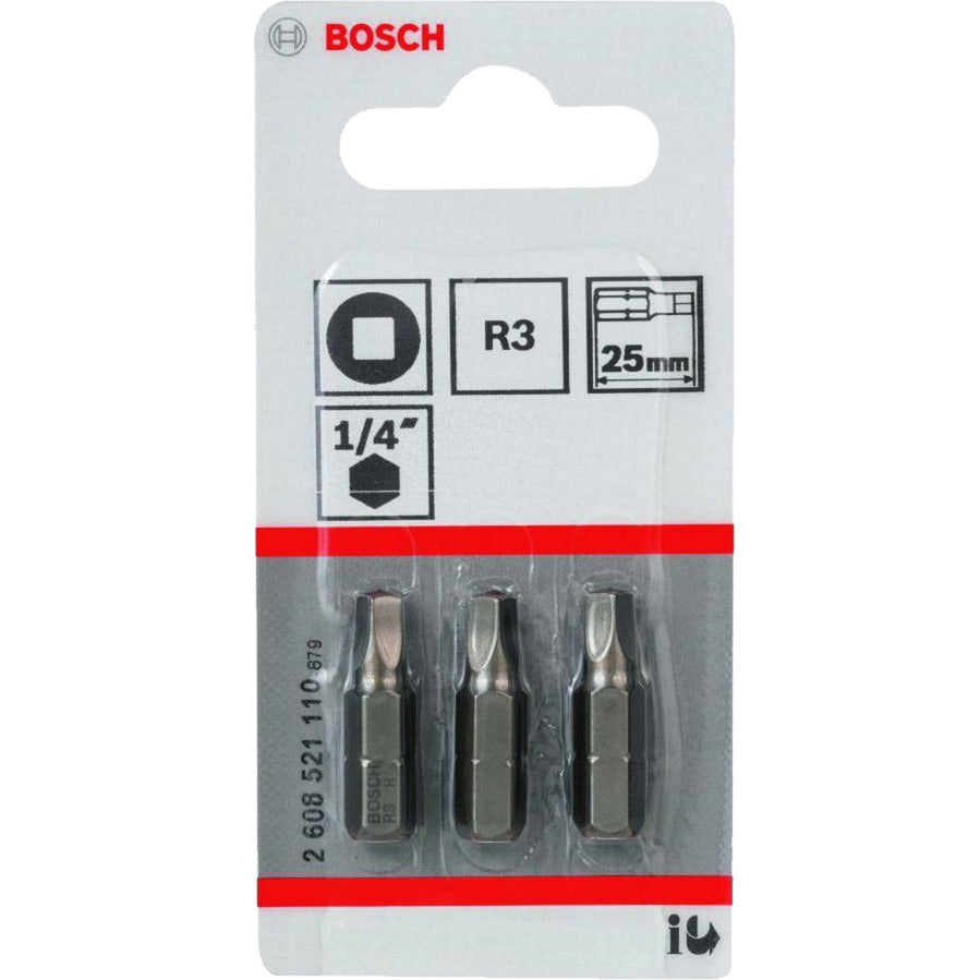 Bosch bit 4-sidet r3 ekstra hård 1 4 25mm, 3 stk