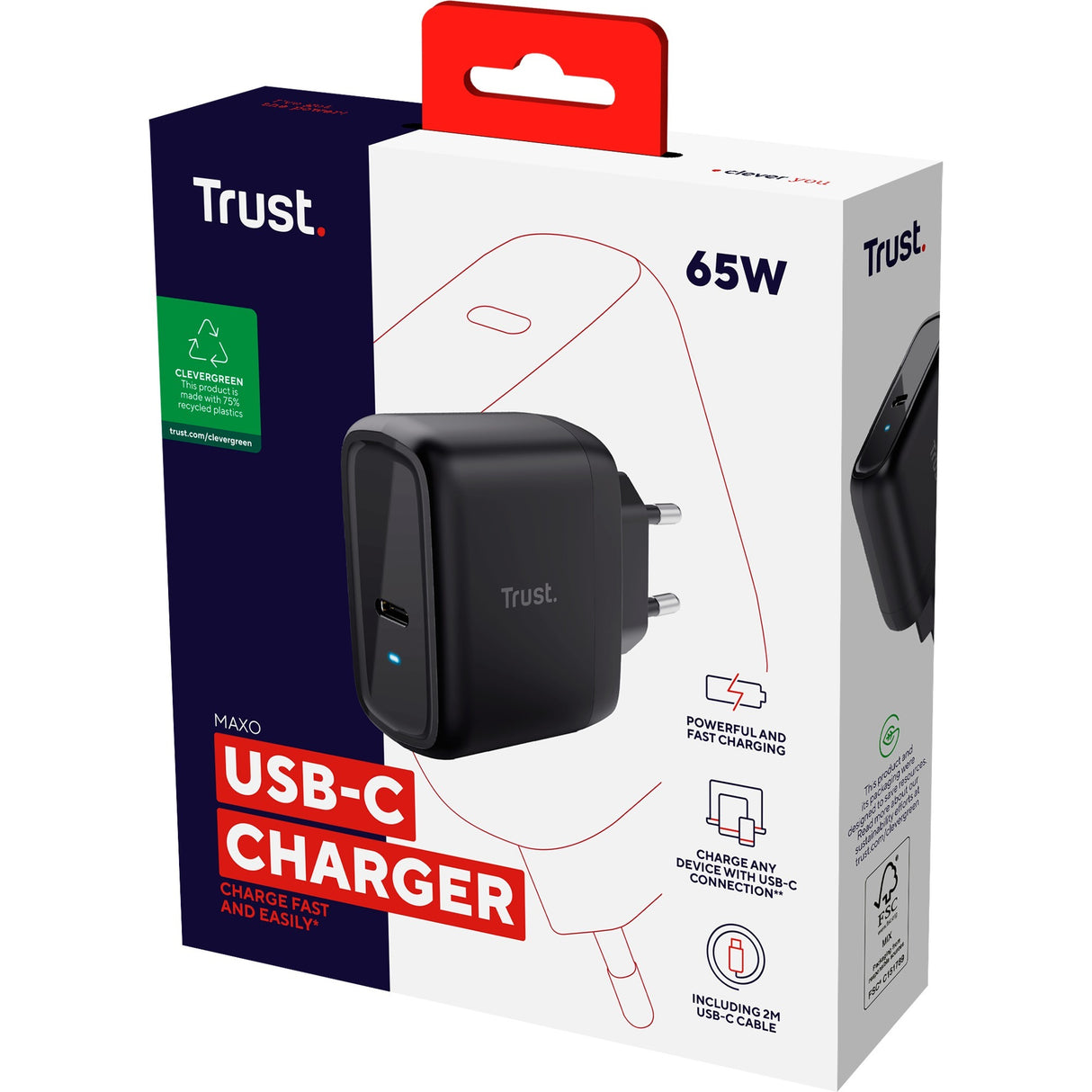 Trust Maxo 65W USB-C oplader (sort)