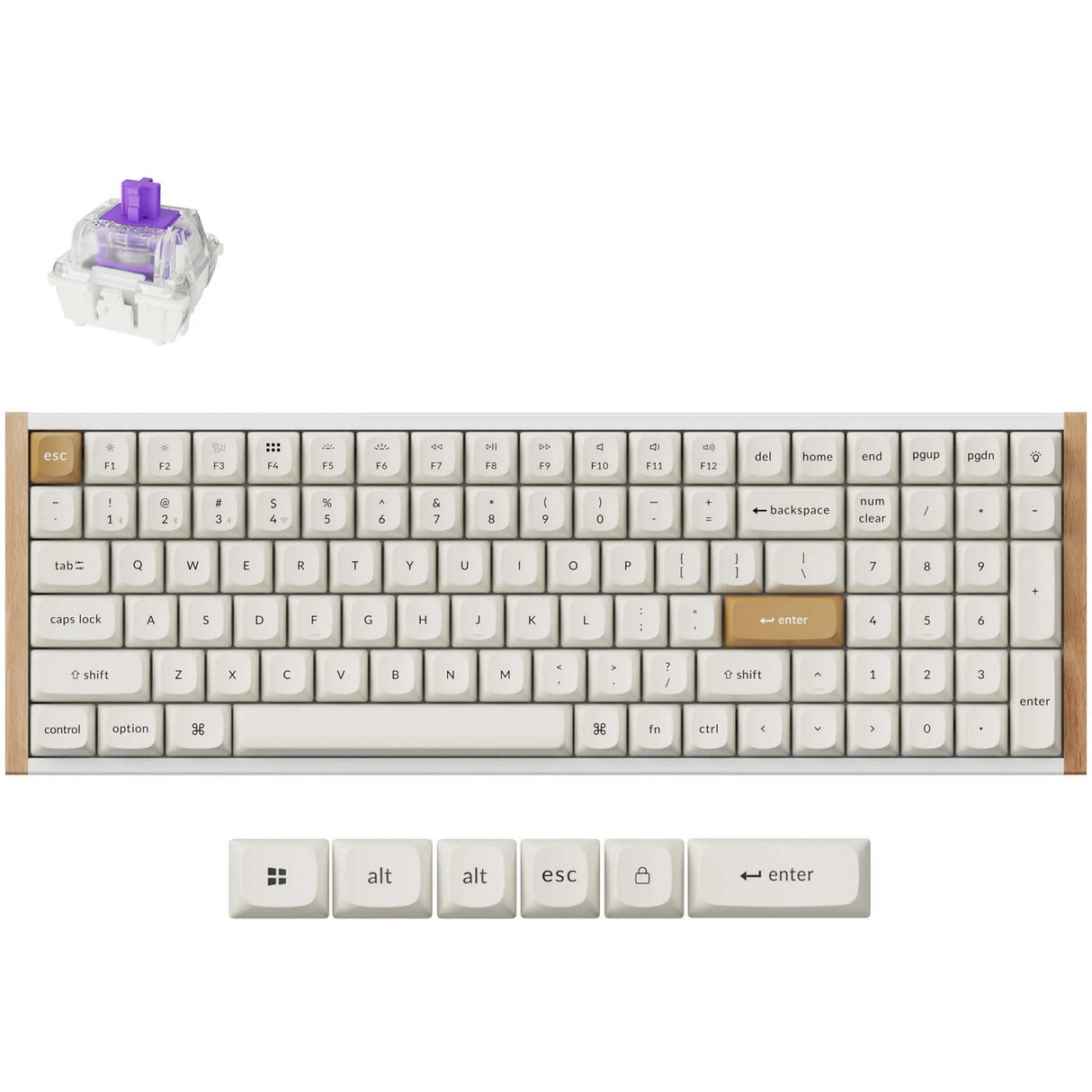 Keychron K4 HE-Q1 specialudgave mekanisk tastatur (hvidt, amerikansk layout (QWERTY), Gateron dobbeltskinne magnetisk tåge, 96%, osa double-shot keycaps, hot swap, Bluetooth | USB-C | 2,4 GHz)