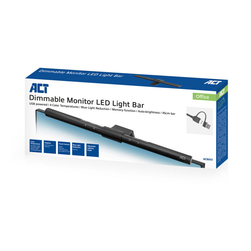 Akt-tilslutning dæmpbar skærm LED-lysbjælke LED-bjælke (sort, USB-drevet, 3000k-6500k)