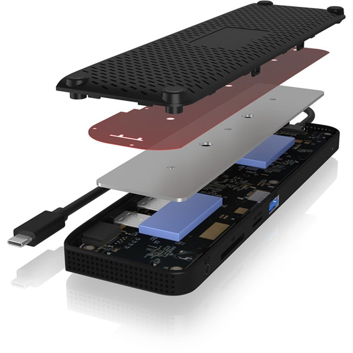 Icy box ib-dk2116-c 11-i-1 mobil dockingstation med tredobbelt videoudgang (sort, HDMI, Displayport, LAN, USB Type-C)
