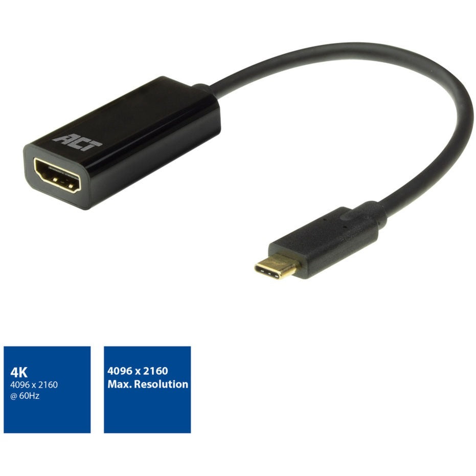 Akt-tilslutning USB-C til HDMI hun-adapter (sort)