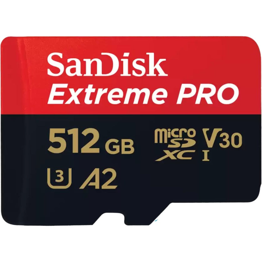 Sandisk Extreme Pro 512 GB MicroSDXC-hukommelseskort (UHS-I U3, Class 10, V30, A2, inkl. SD-adapter)