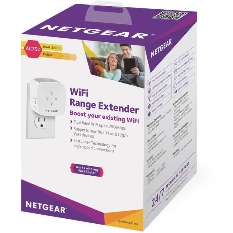 Netgear ex3110 – ac750 wifi range extender adgangspunkt (hvid)