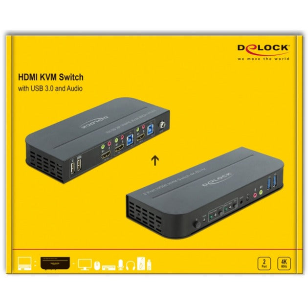 Delock HDMI KVM-switch KVM-switch (sort, 4K 60 Hz, USB 3.0, lyd)