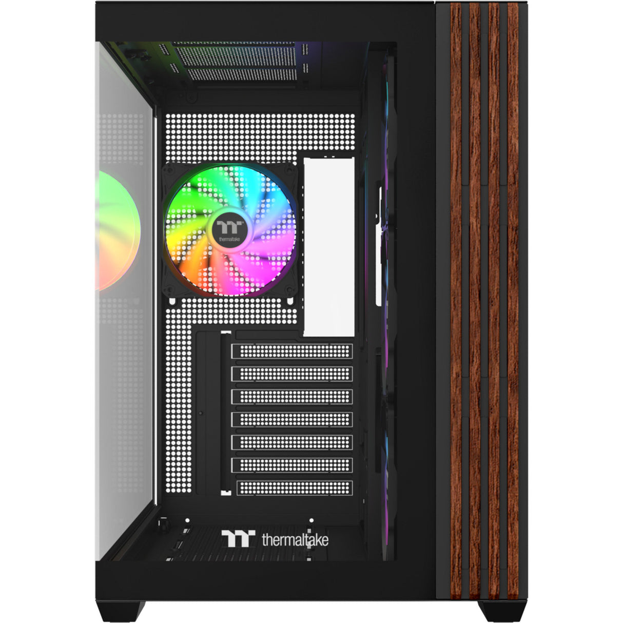 Thermaltake view 380 ws argb midi tårnhus (sort træfarve | 2x USB-A | 1x USB-C | RGB | hærdet glas)