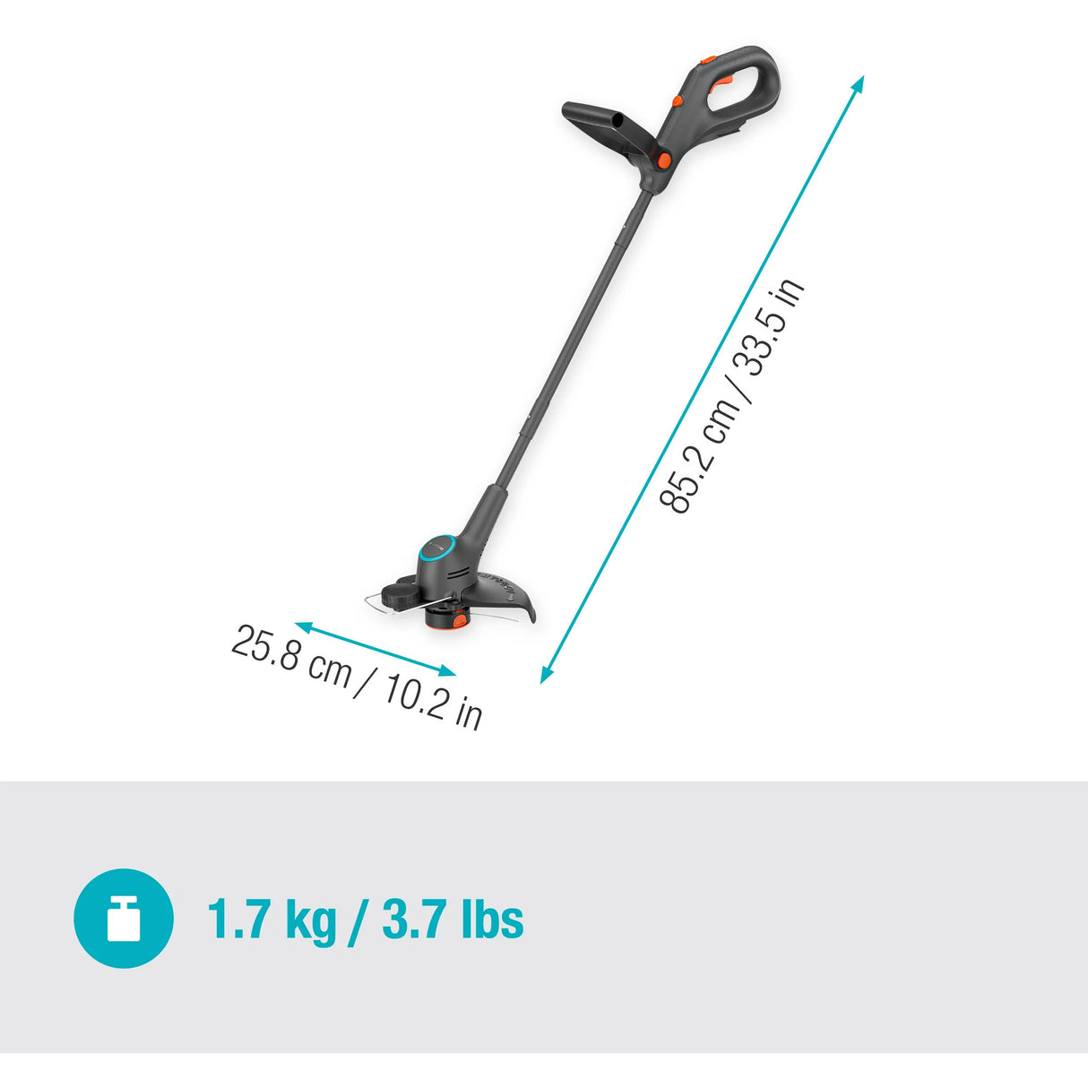 Gardena plænetrimmer easytrim 25 18v græstrimmer (grå turkis, batteri og oplader medfølger ikke)